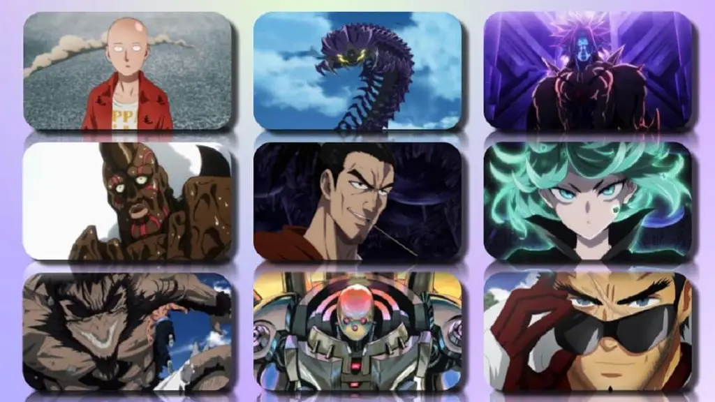 Karakter-karakter pendukung One Punch Man Gambar berbagai karakter dalam One Punch Man