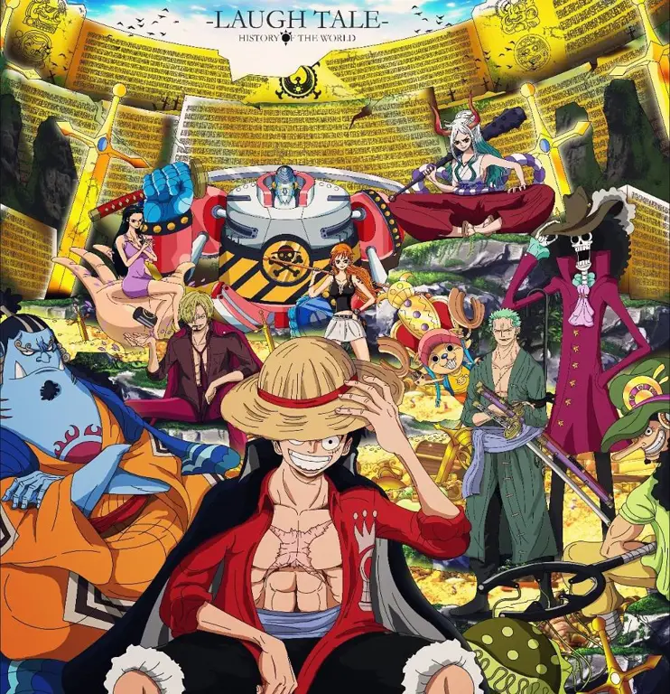 Luffy dan Kru Merayakan Sukses Gambar Luffy dan kru Topi Jerami merayakan kemenangan