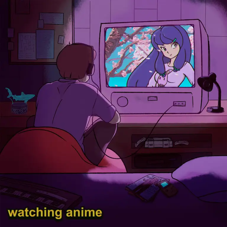 Menikmati Anime Terbaru Gambar orang menonton anime