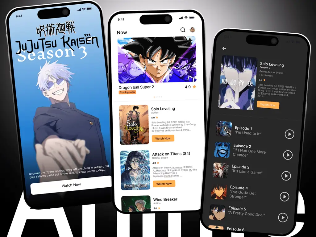 Aplikasi Streaming Anime Antarmuka aplikasi streaming anime