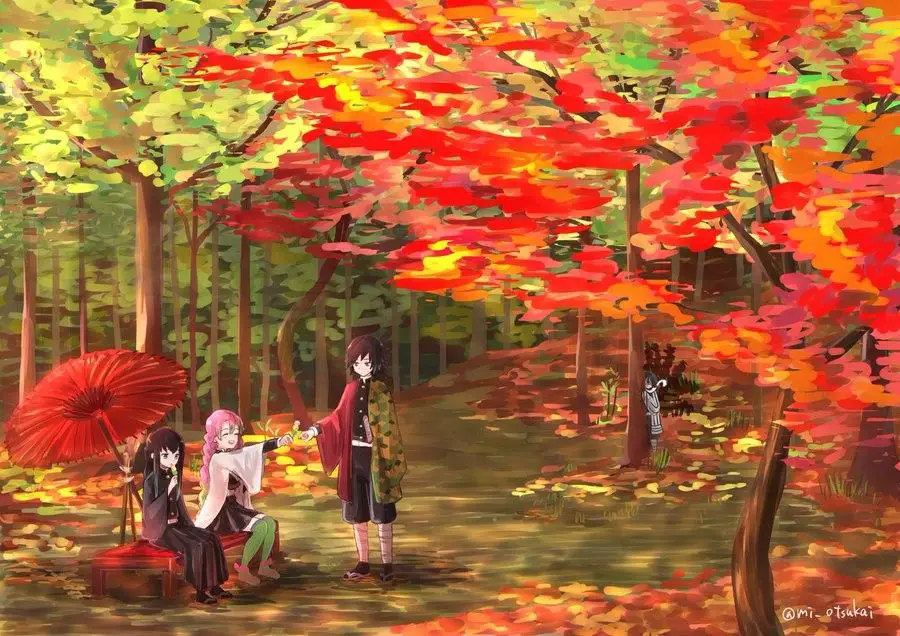 Pemandangan indah dalam anime Kimetsu no Yaiba Gambar pemandangan dari anime Kimetsu no Yaiba