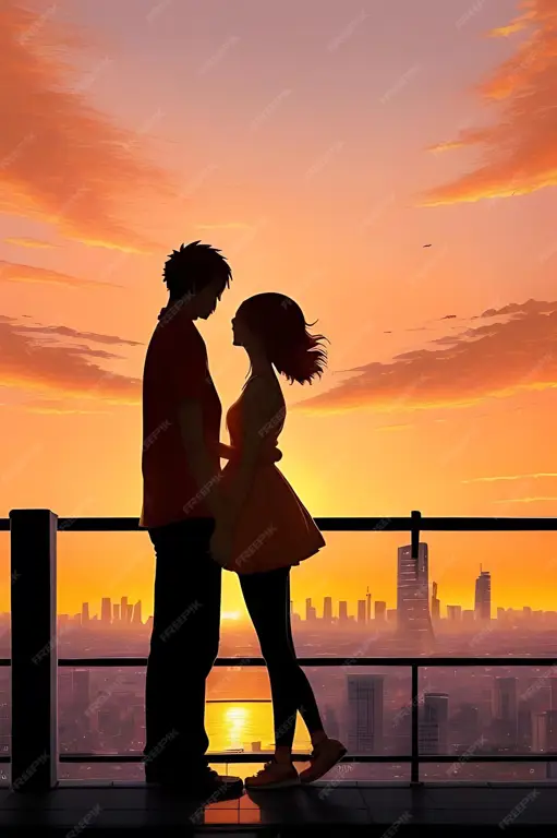 Kisah Cinta yang Mengharukan Ilustrasi pasangan anime romantis