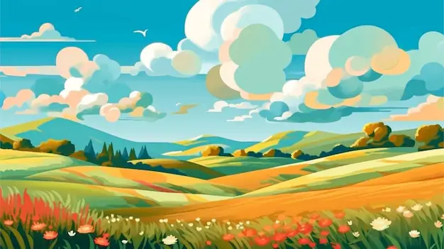 Pemandangan Musim Panas yang Menawan Pemandangan musim panas yang indah dengan tema anime