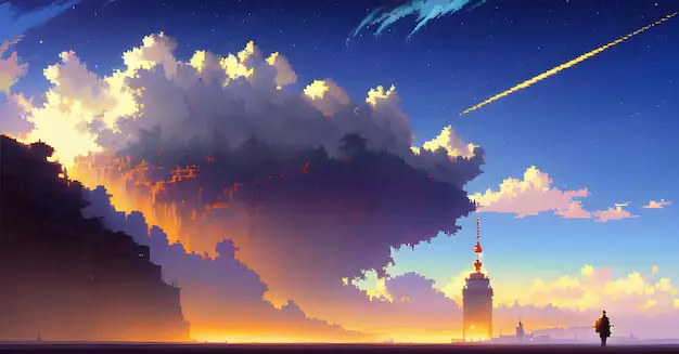 Pemandangan Fantasi Anime Gambar pemandangan fantasi di anime