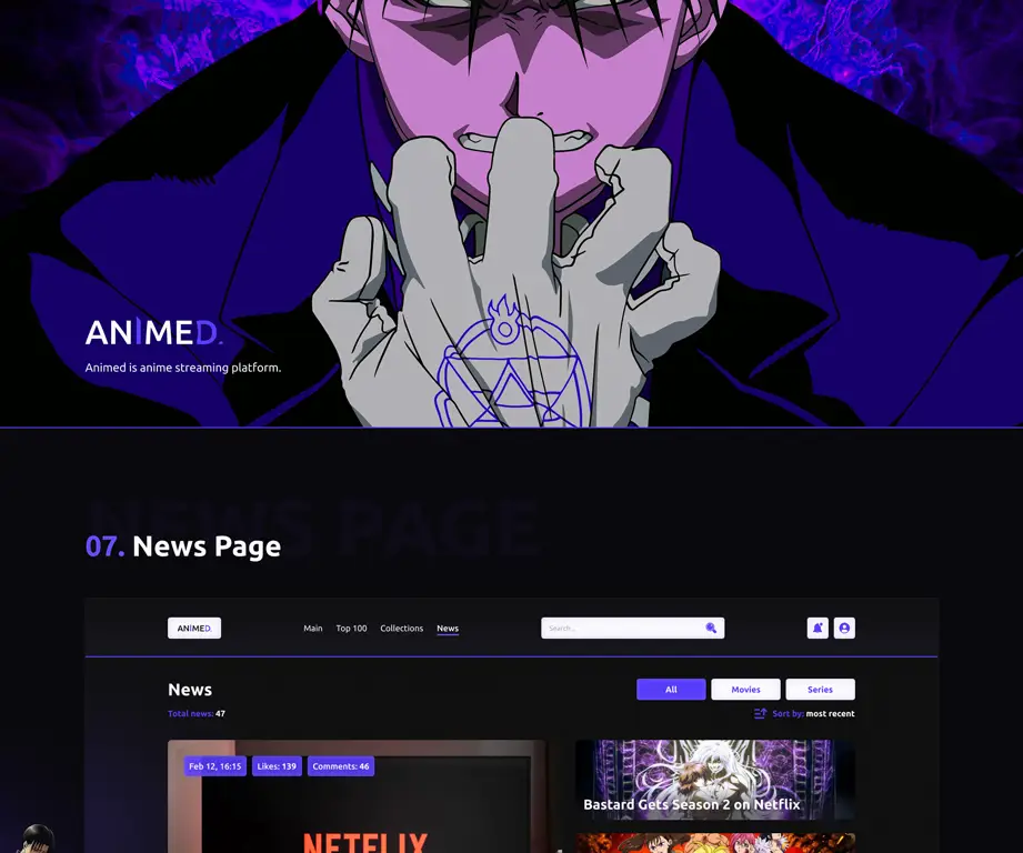 Antarmuka Samehadaku Gambar antarmuka situs streaming anime