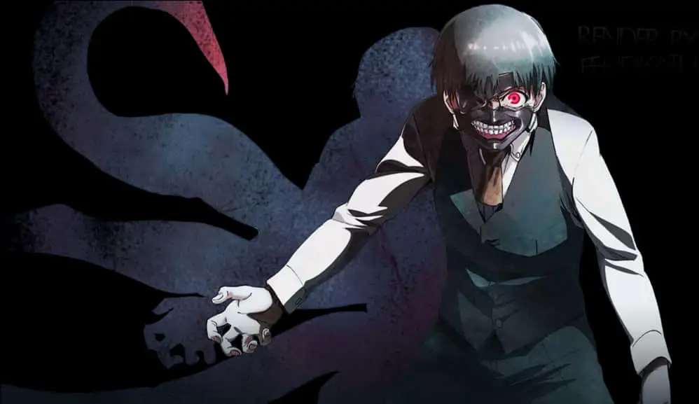 Evolusi Kaneki Ken Gambar yang memperlihatkan evolusi karakter Kaneki Ken dalam Tokyo Ghoul:re