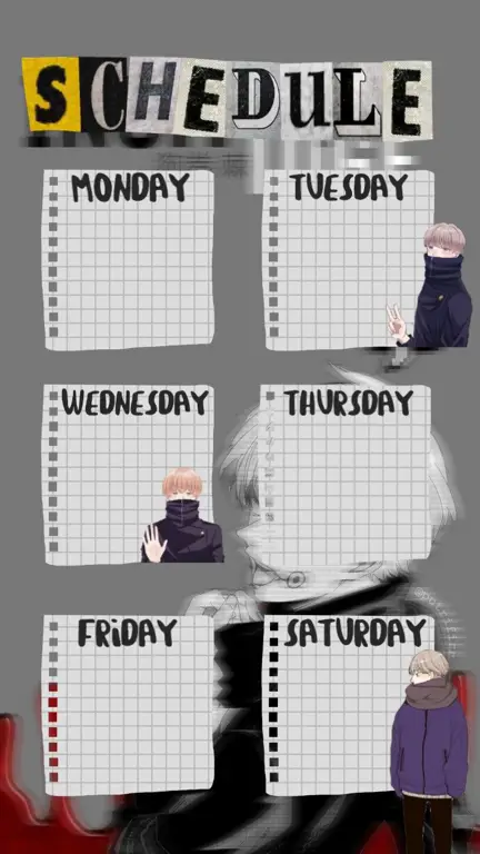 Jadwal Tayang Anime Gambar jadwal anime di papan tulis putih