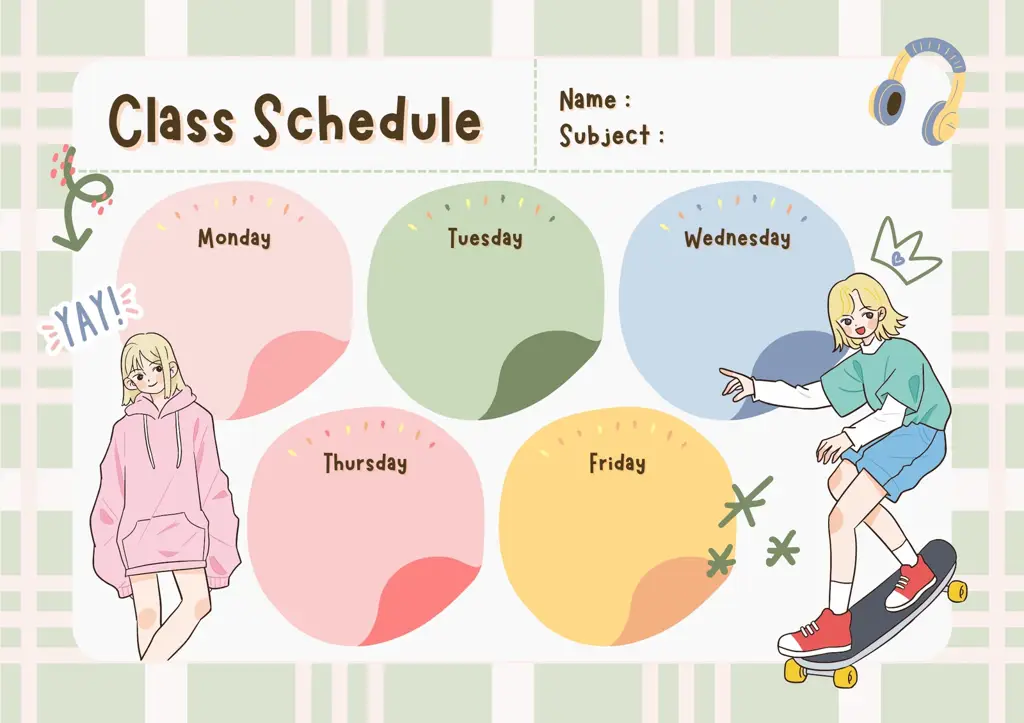 Jadwal Anime yang Menarik Contoh jadwal anime yang berwarna-warni