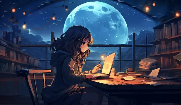 Menikmati Anime Terbaru Seseorang Menonton Anime di Laptop