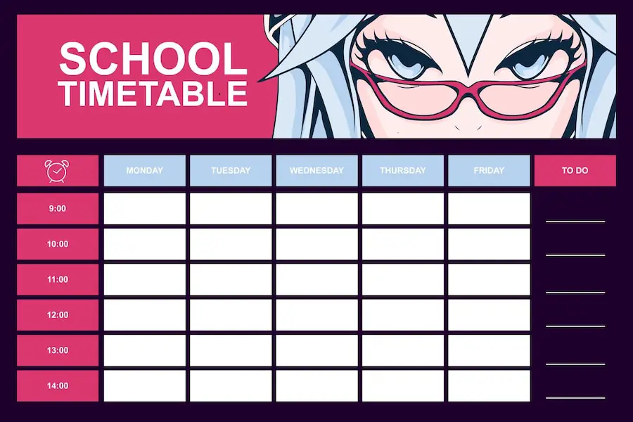 Template Jadwal Anime Lucu Contoh template jadwal anime yang lucu dan imut