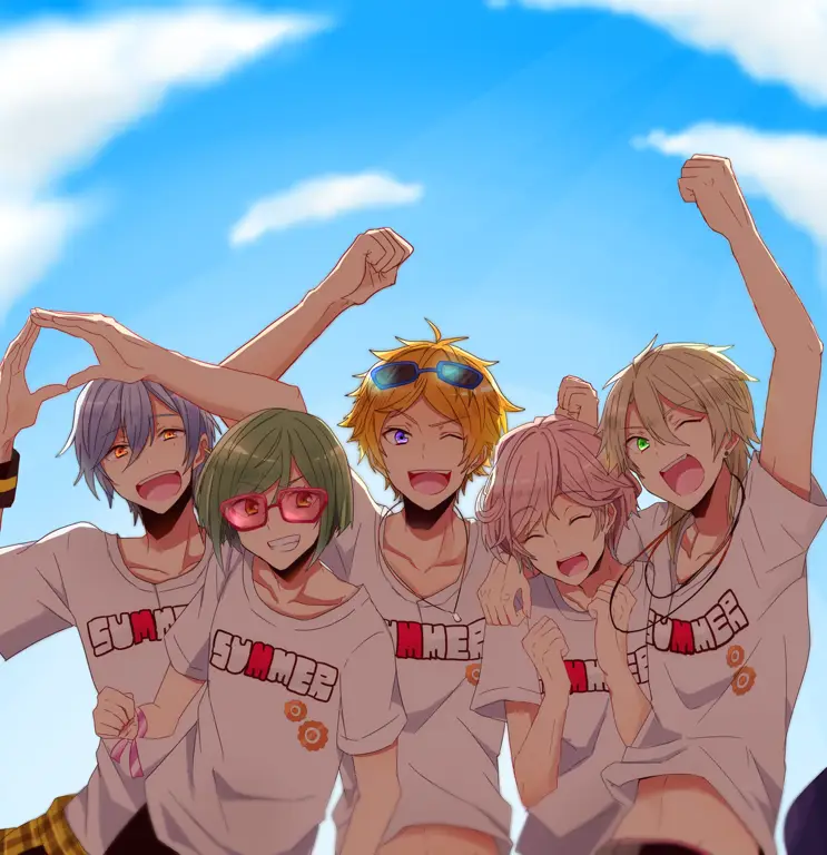 Menikmati Anime Bersama Teman Gambar sekelompok teman yang menonton anime bersama-sama