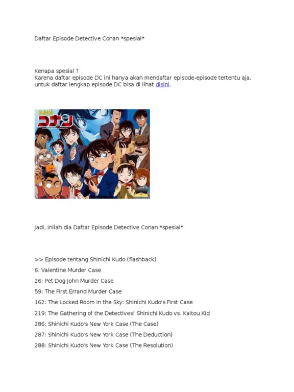 Jadwal Tayang Detective Conan Gambar jadwal episode Detective Conan